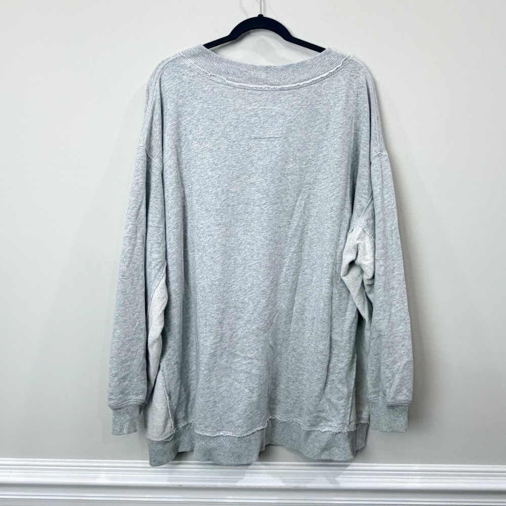 Aerie Women XL Vacay Every Day Slouchy Sweatshirt gray Distressed Oversized - Picture 3 of 14